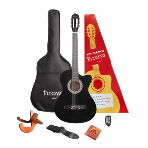 Pack Guitarra Acústica Vizcaya Color Negro con Accesorios