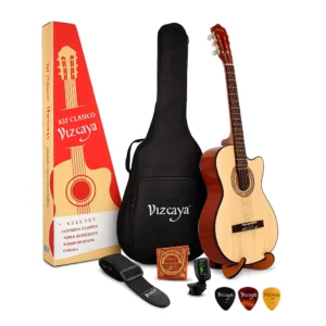 Pack Guitarra Acústica Vizcaya Madera Natural con Accesorios
